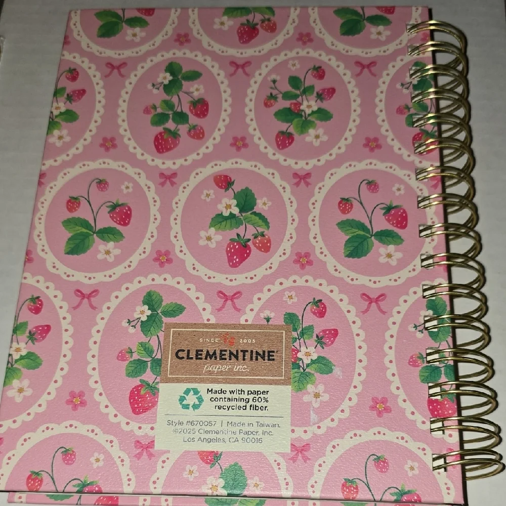 Clementine Pink Strawberry Spiral Notebook